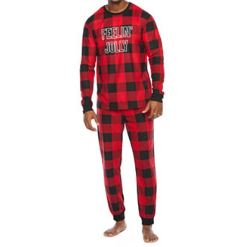 North Pole Trading Co Buffalo Plaid Men's Long Sleeve Pant Pajama Set 2pc